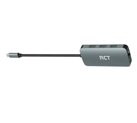 RCT USB type hub with 1 RJ45; 3 USB 3.0 and 1 USB Type C (power delivery)